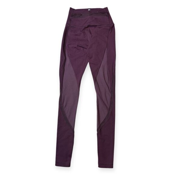 LULULEMON Women’s Burgundy Bordeaux High Rise Wunder Under Full-On Luon Shine On - Picture 4 of 6